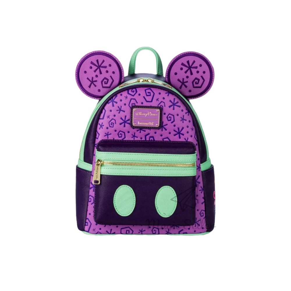 Disney Parks Loungefly WDW 50th Mad Tea Party Teacups Mini Backpack Purple Mint